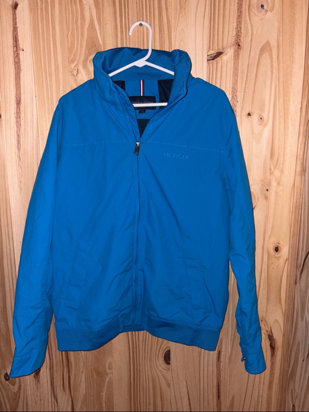 Tommy Hilfiger Men's Regatta water resistant Bright Blue Lightweight Zip Jacket